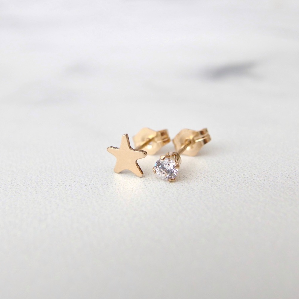 Twinkle star stud earring set 14k GF
